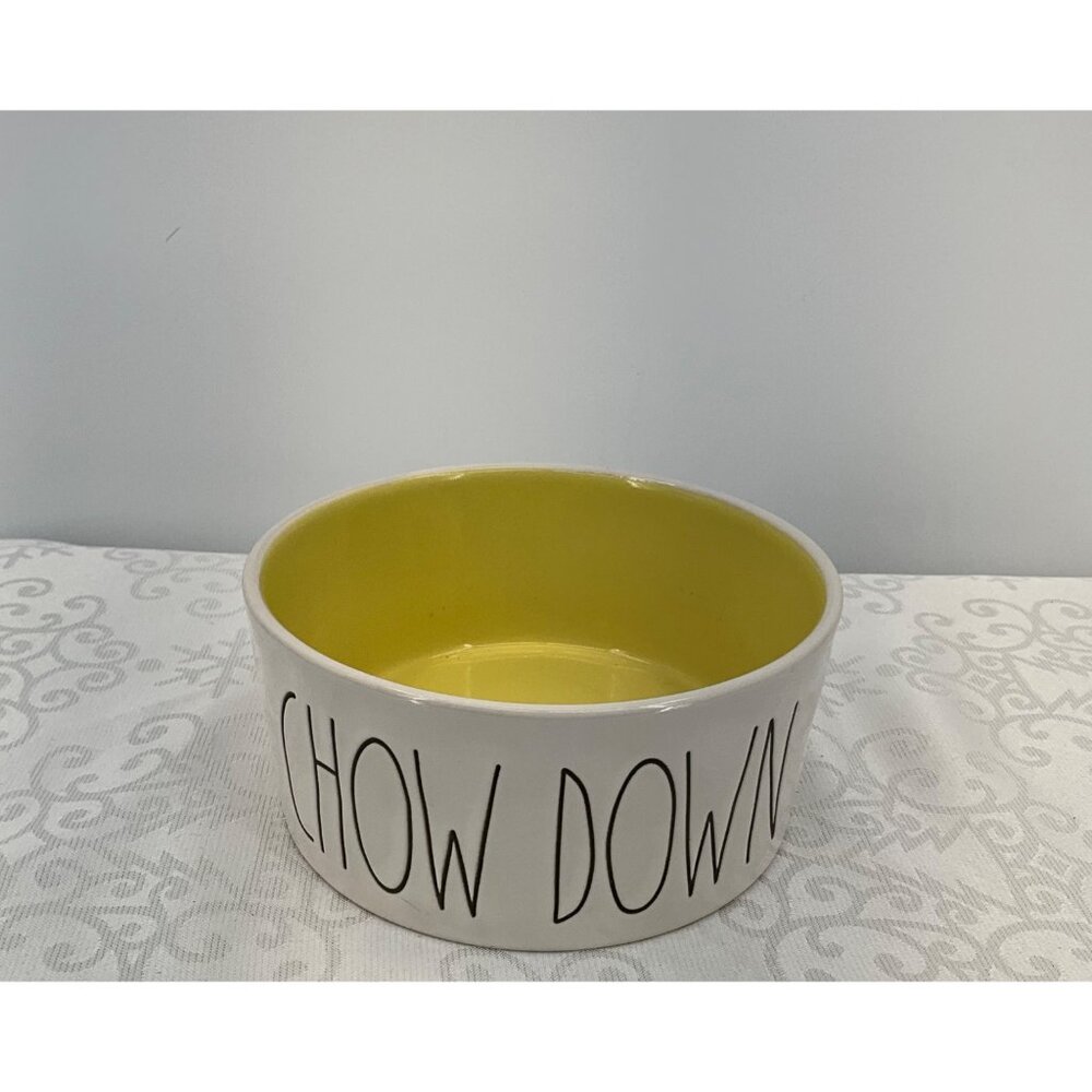 Rae Dunn Chow‎ Down Pet Bowl Yellow Interior